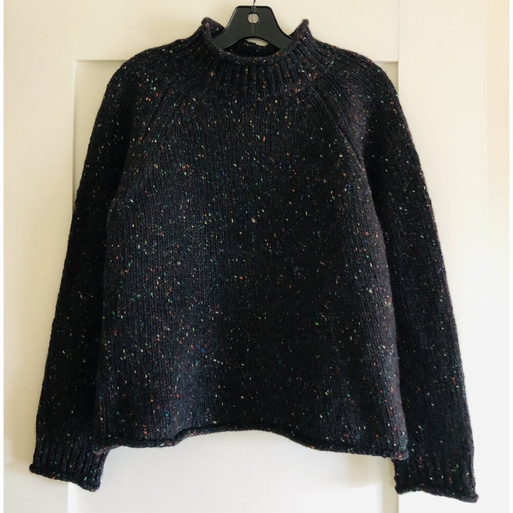 TOAST UK Orla Donegal Wool Sweater Women Small Dark Grey  Black with Speckles